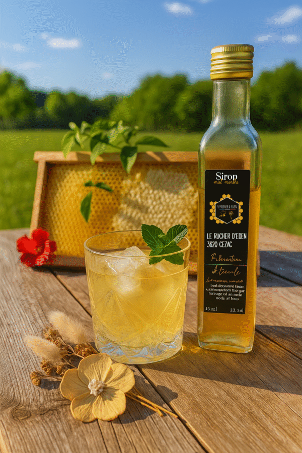 Sirop miel menthe par le Rucher d'Eden, en Gironde