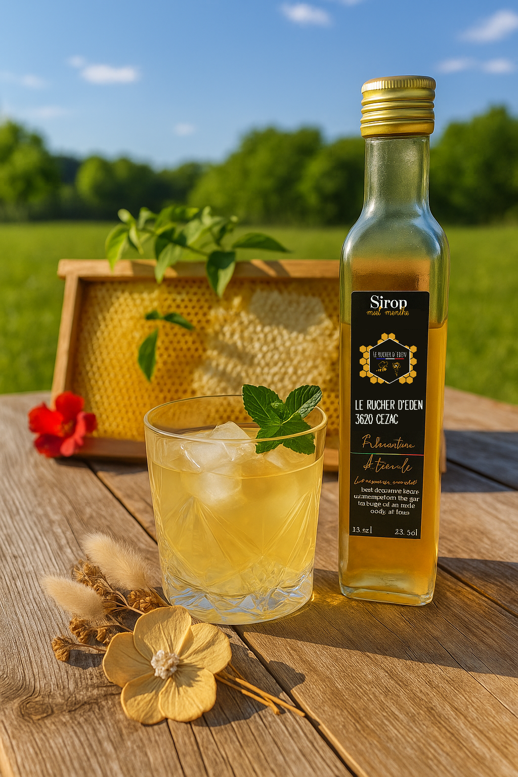 Sirop miel menthe par le Rucher d'Eden, en Gironde